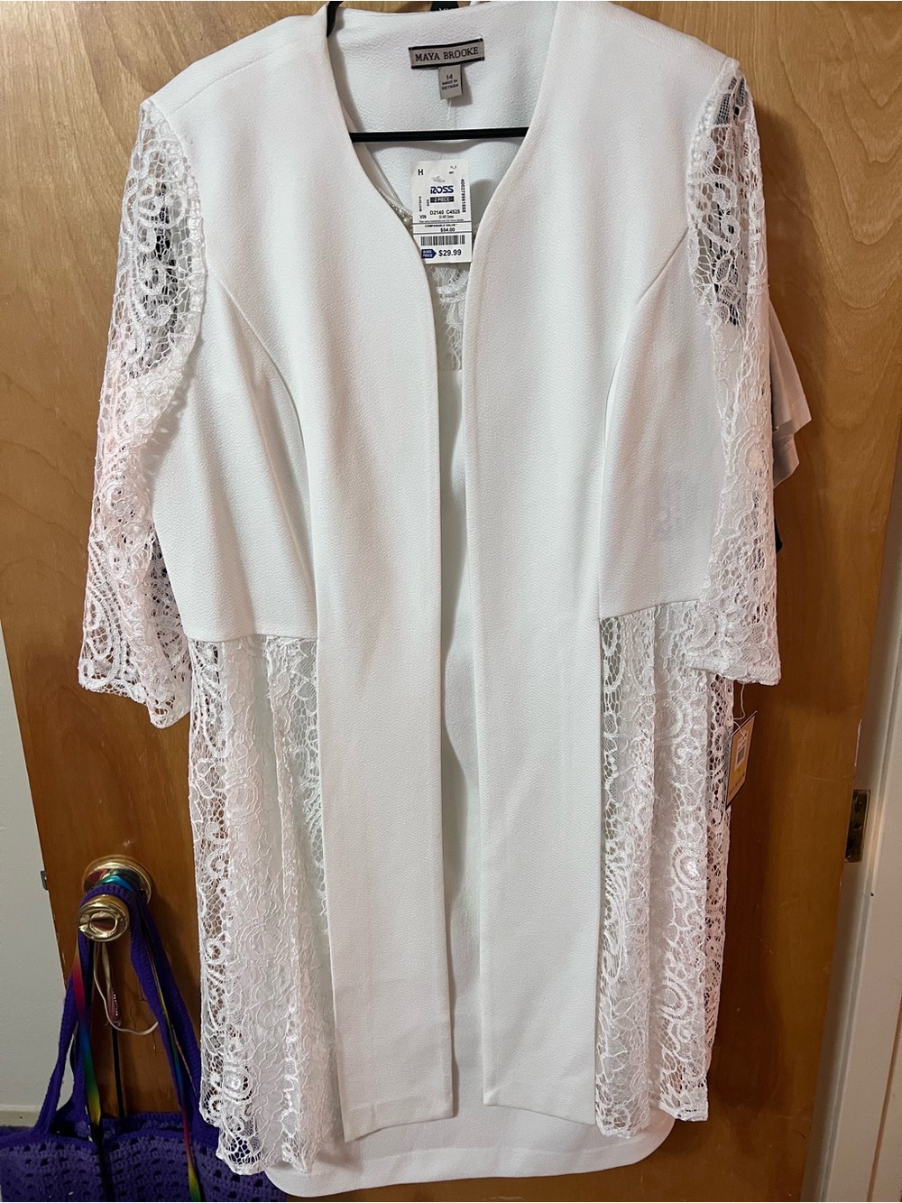 Maya Brooke White Lace Open-Front dress with jacket